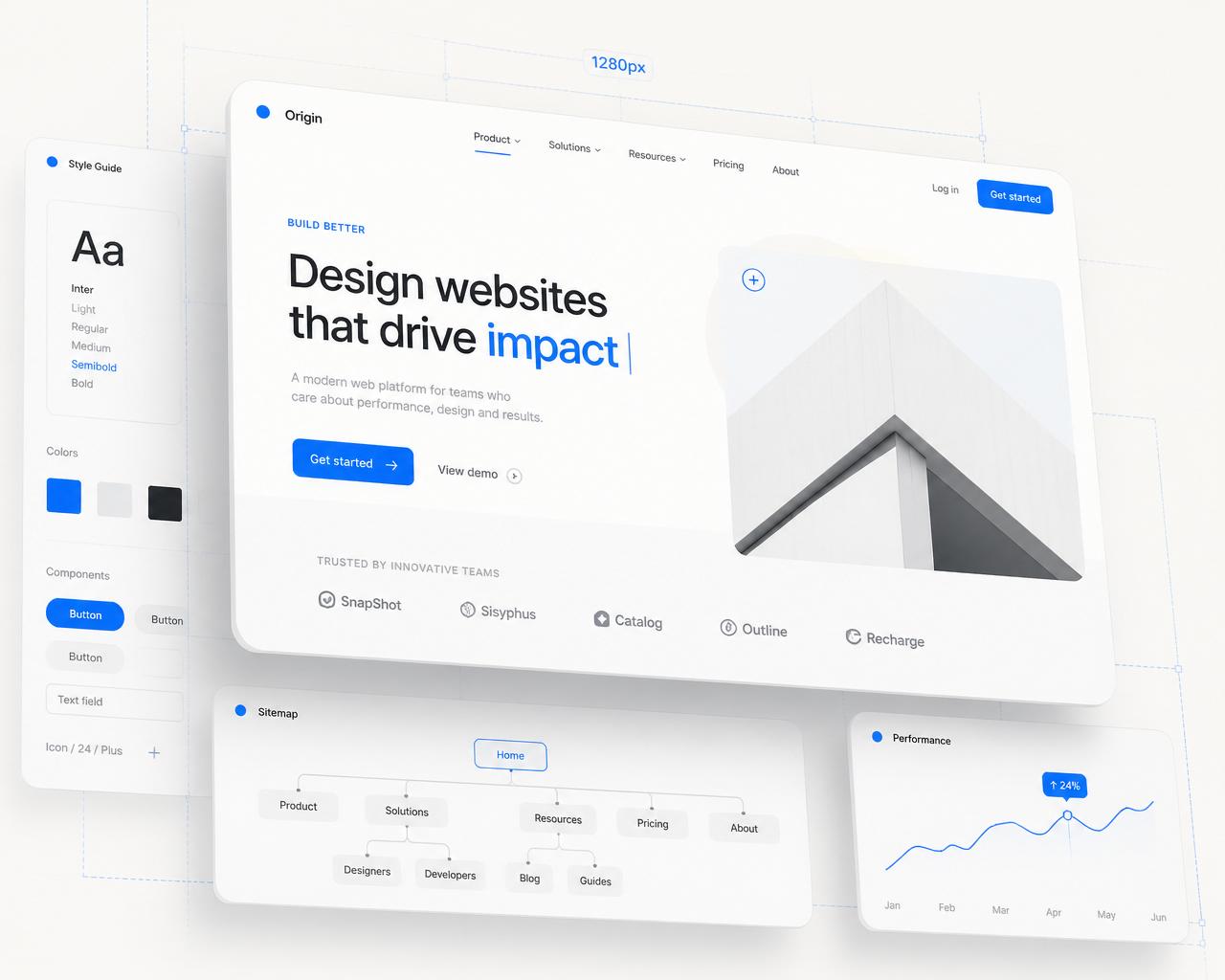 Website design mockups showing a bespoke Elev8-built site